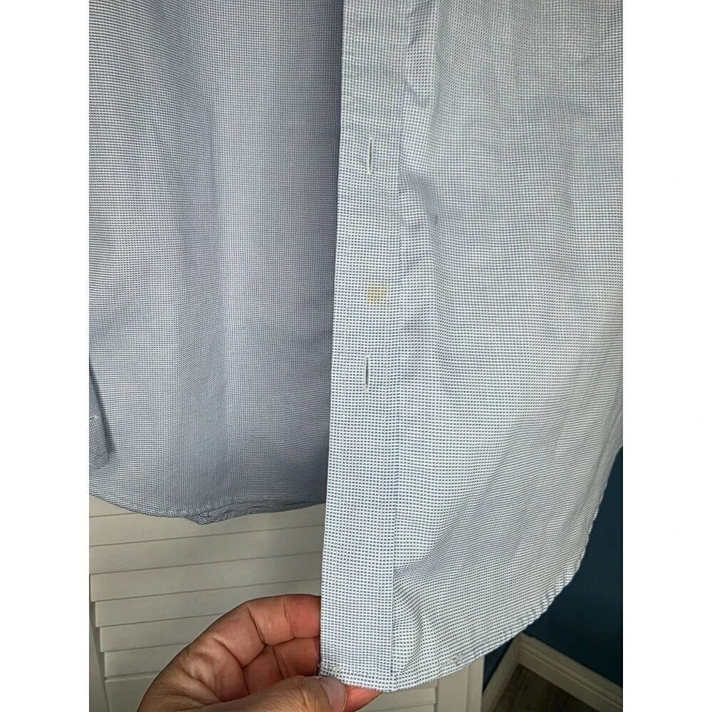 Banana Republic Shirt Mens‎ Large L Blue Plaid Button Down Long Sleeve Non Iron